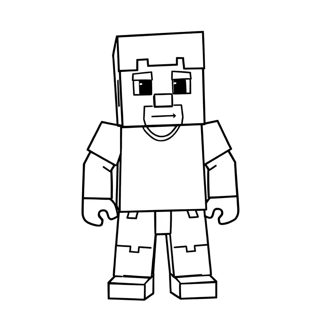 Minecraft a minecraft steve character standing — easy minecraft coloring page