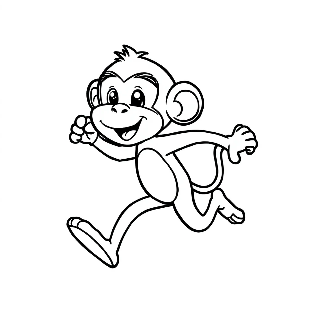 Monkeys a cute monkey running — easy monkeys coloring page