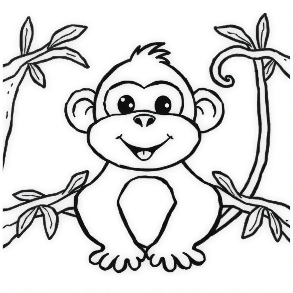 Monkeys a cute monkey — Monkeys coloring page