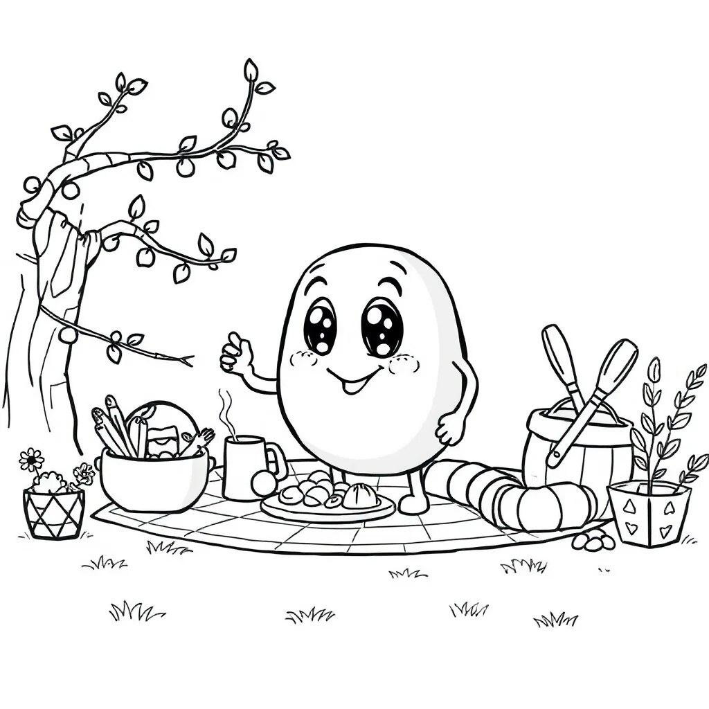 Numbers a bubble number having a picnic — classic numbers coloring page