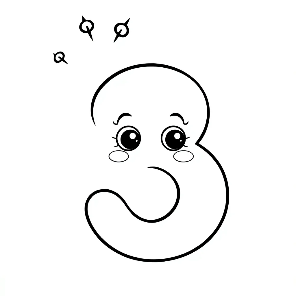 Numbers a cute number — easy numbers coloring page
