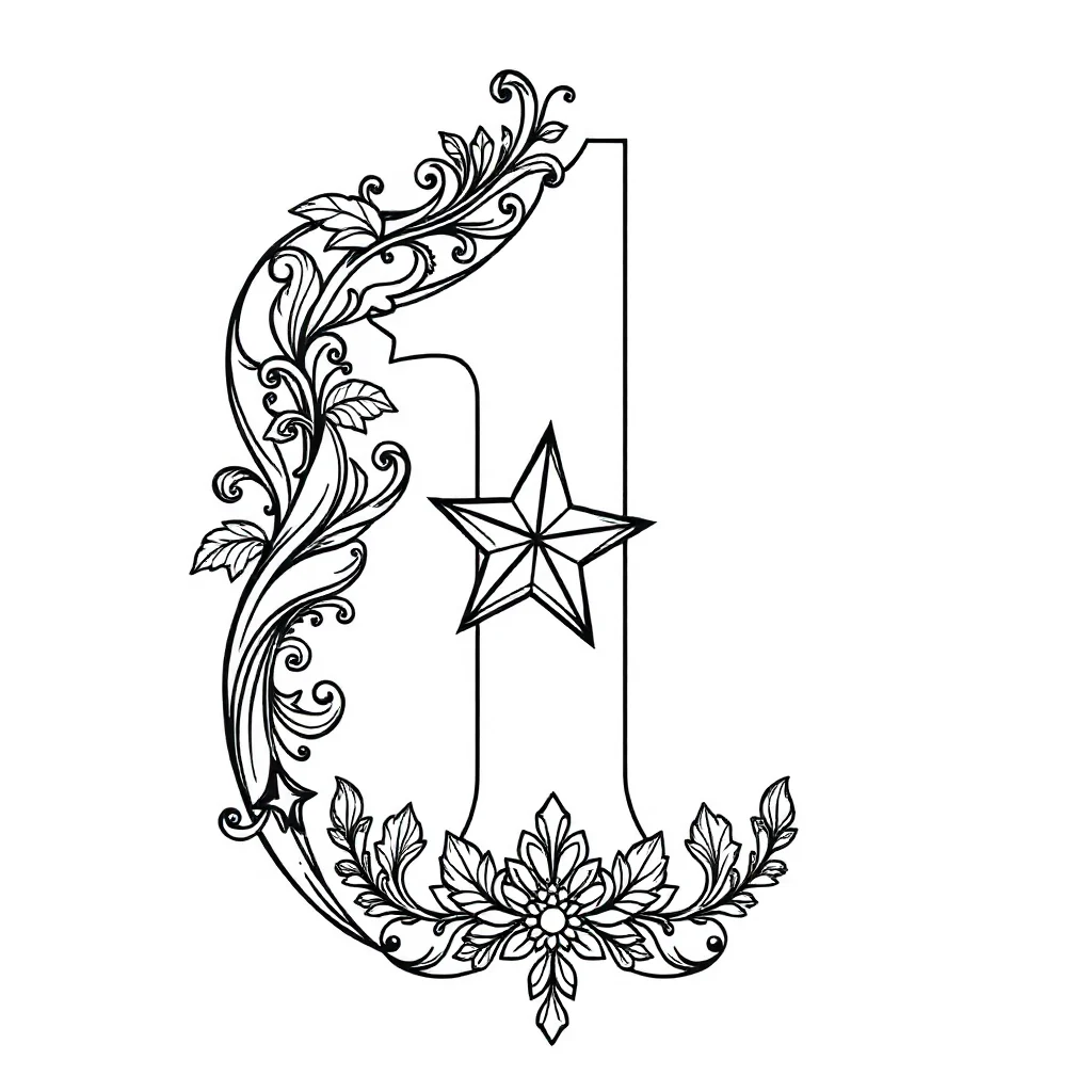 Numbers the number with one star sitting — detailed numbers coloring page