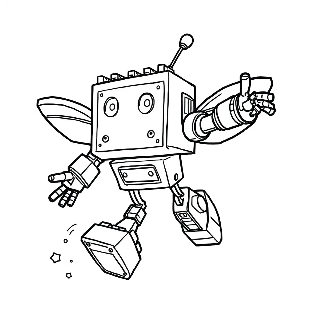 Robots a boxy robot flying — easy robots coloring page