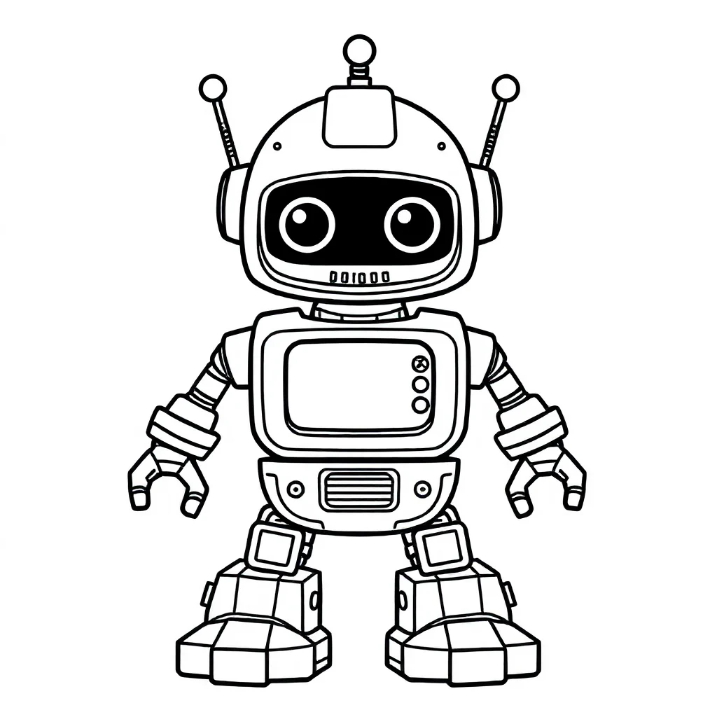 Robots a cute robot — easy robots coloring page