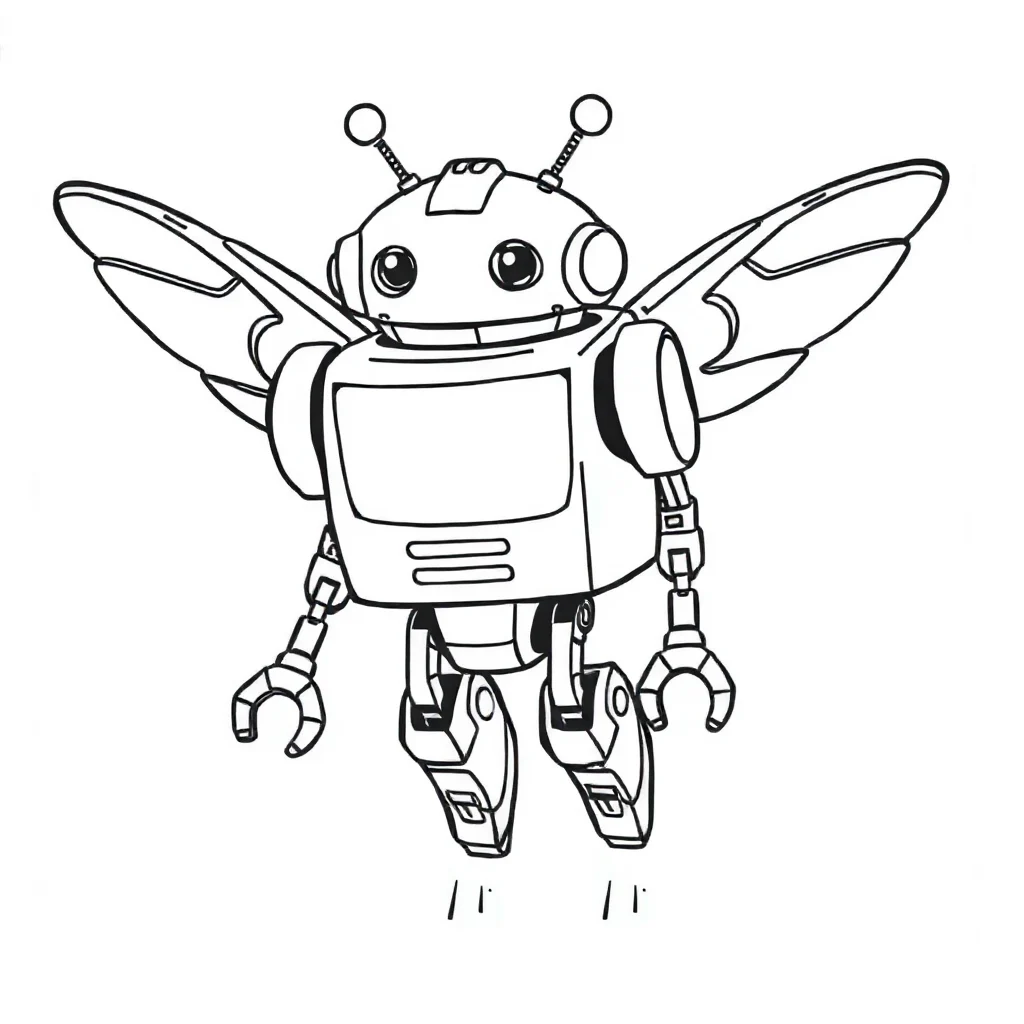 Robots a flying robot — easy robots coloring page