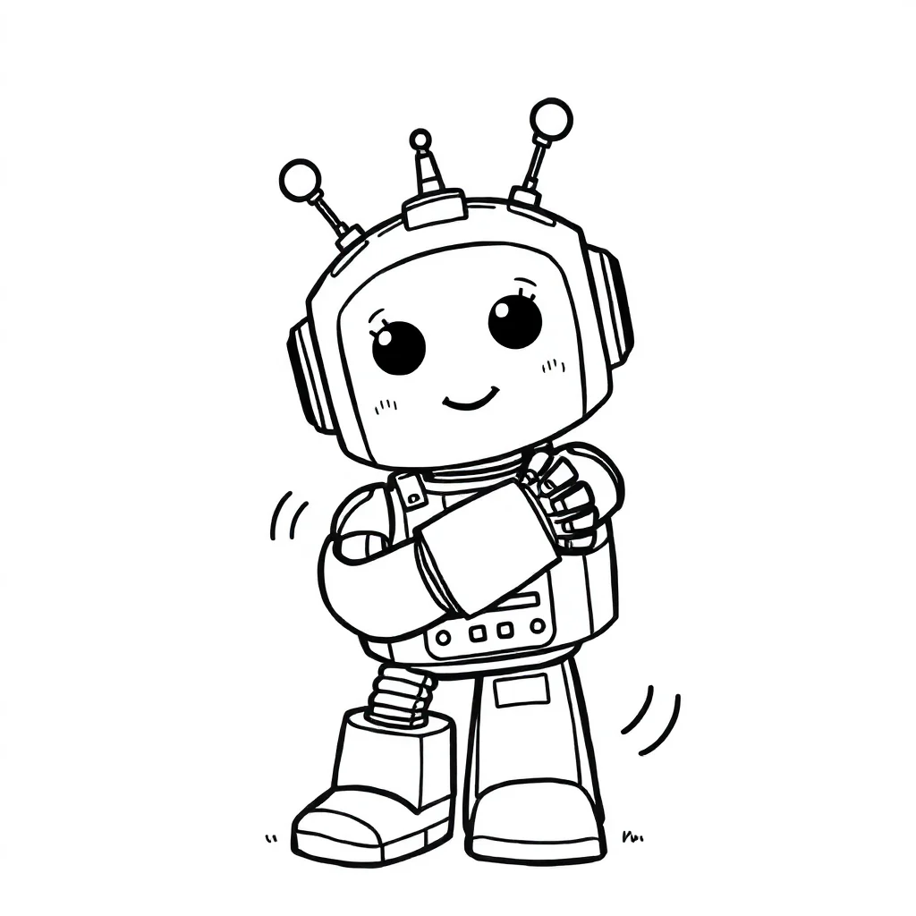 Robots a robot with antennae hugging a friend — easy robots coloring page