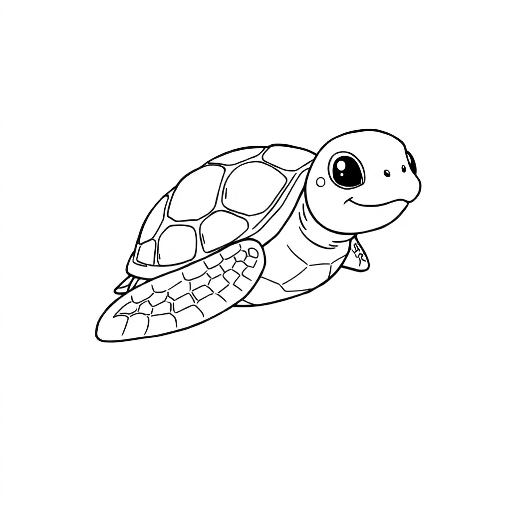 Sea turtles a baby sea turtle flying — easy sea turtles coloring page (ages 2–5)