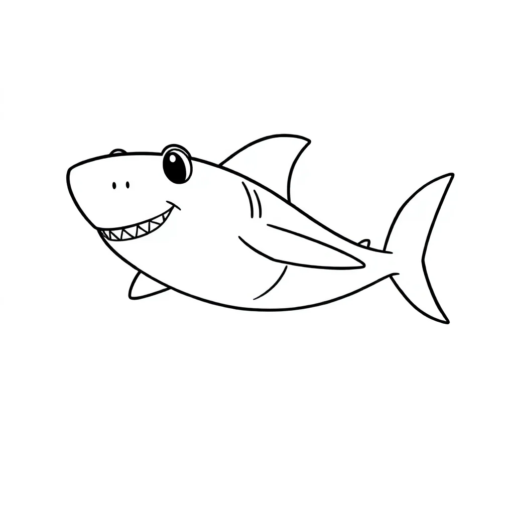 Sharks a baby shark flying — easy sharks coloring page (ages 2–5)