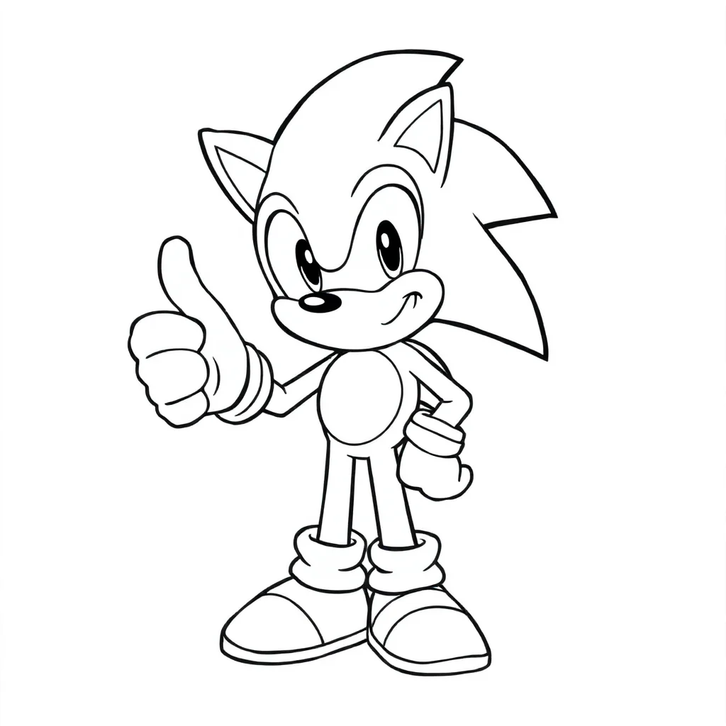 Sonic sonic the hedgehog giving a thumbs up — easy sonic coloring page