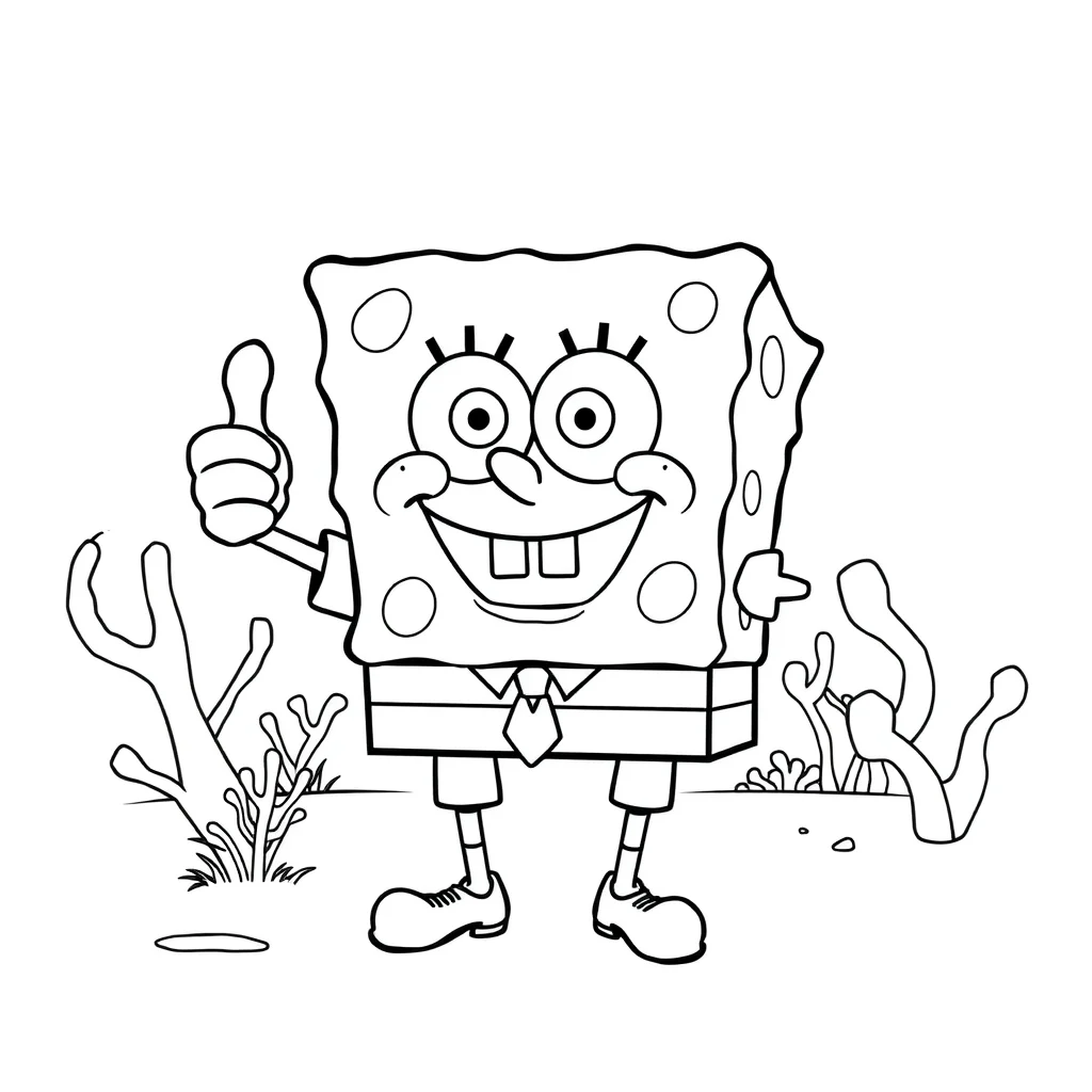 Spongebob spongebob giving a thumbs up — classic spongebob coloring page