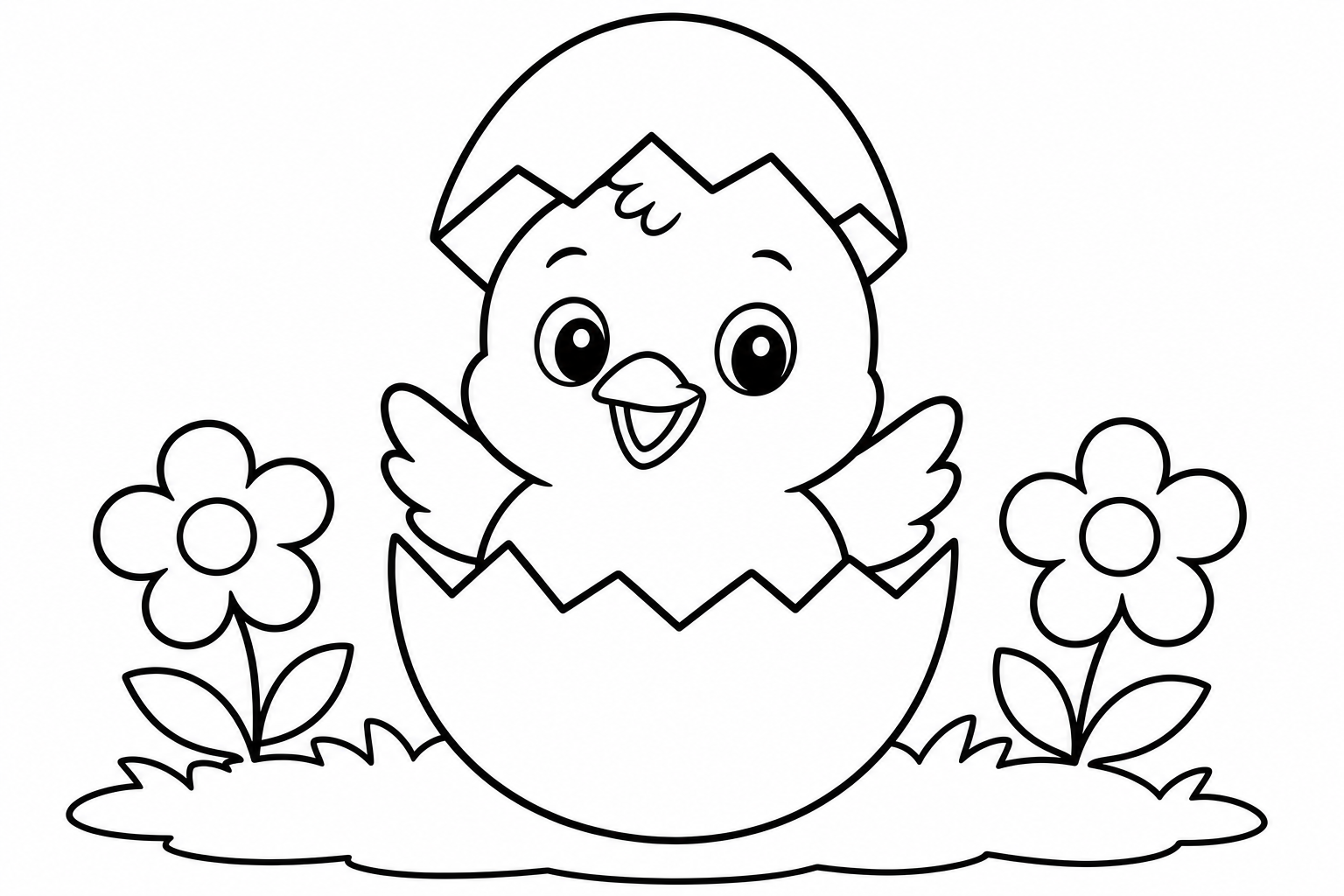 Spring hatching egg — easy spring coloring page (ages 2–5)