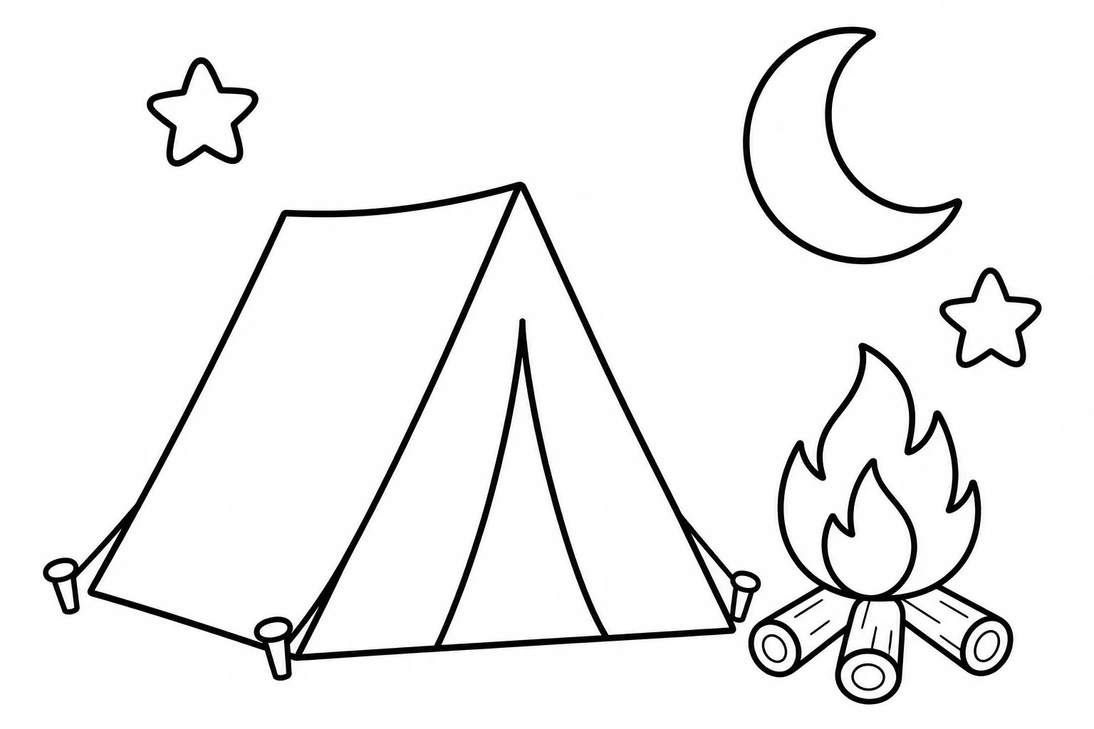 Summer camping tent — easy summer coloring page