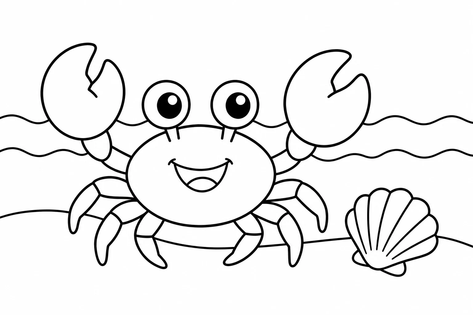 Summer crab beach — easy summer coloring page