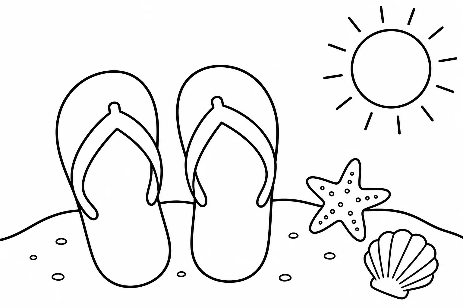 Summer flip flops — Summer coloring page