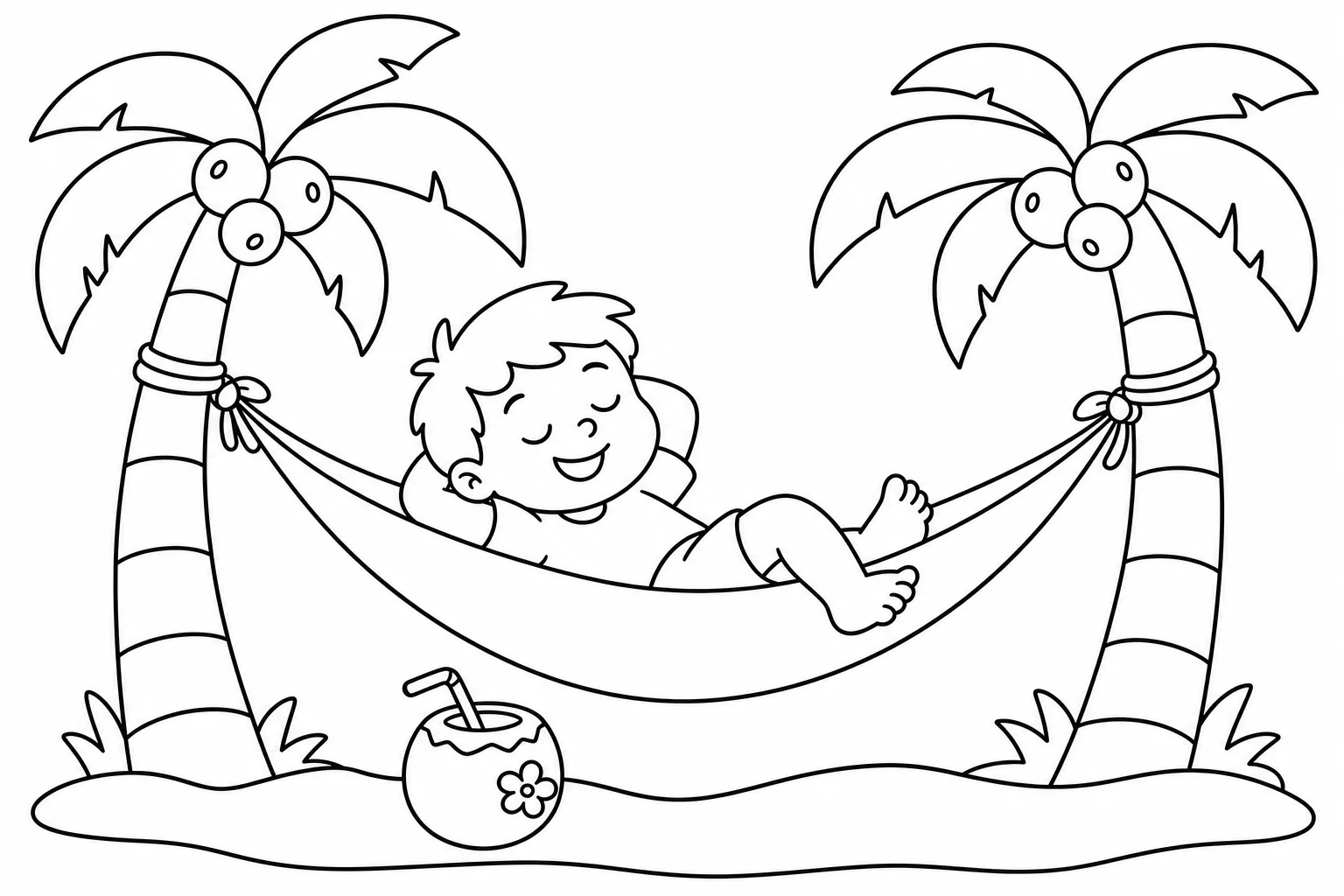 Summer hammock nap — Summer coloring page