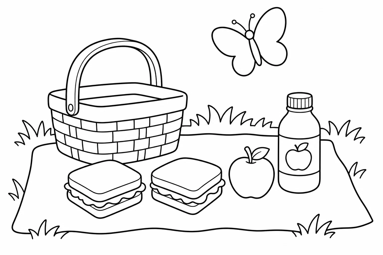 Summer picnic blanket — Summer coloring page