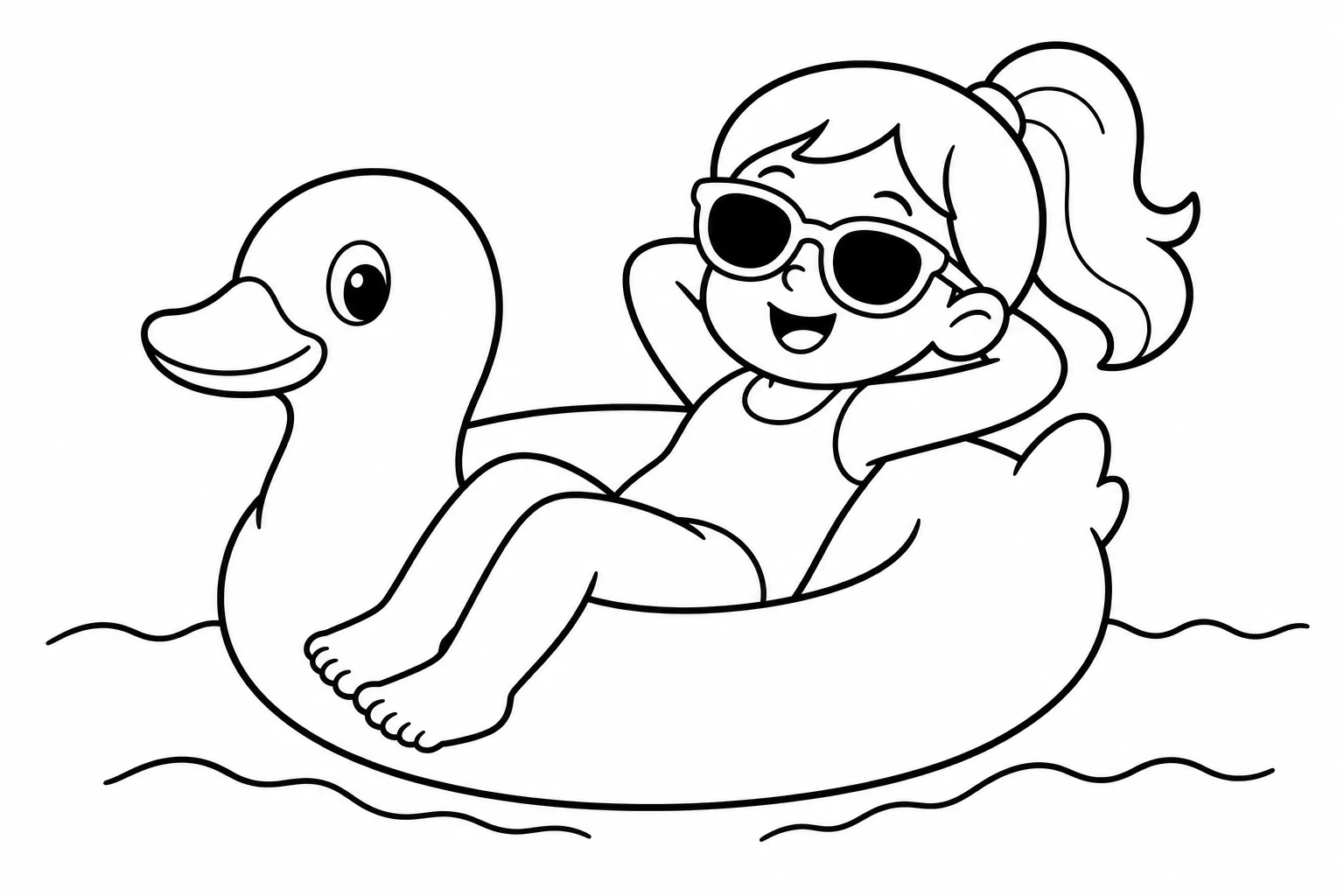 Summer pool float duck — Summer coloring page