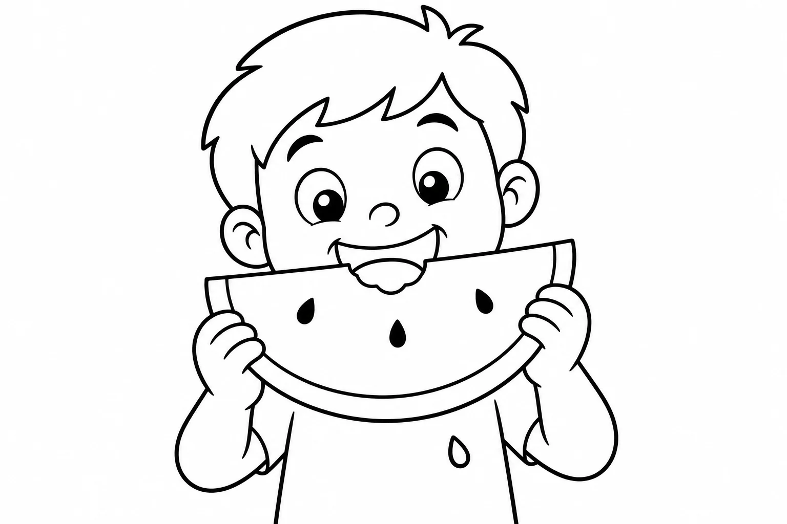 Summer watermelon boy — Summer coloring page
