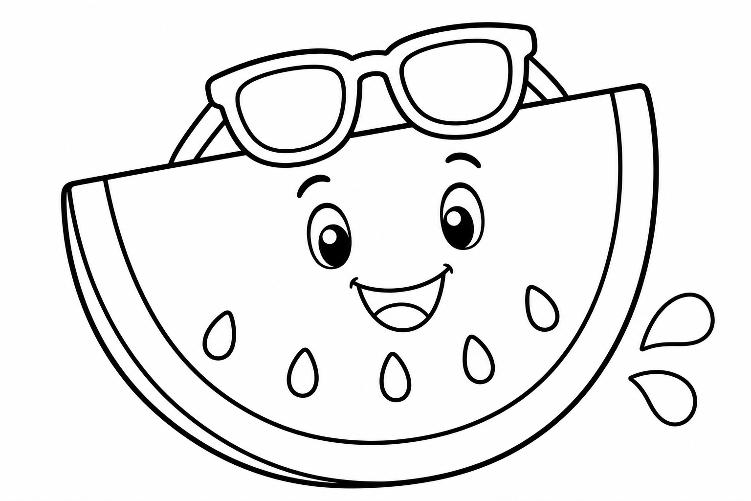Summer watermelon smile — easy summer coloring page (ages 2–5)