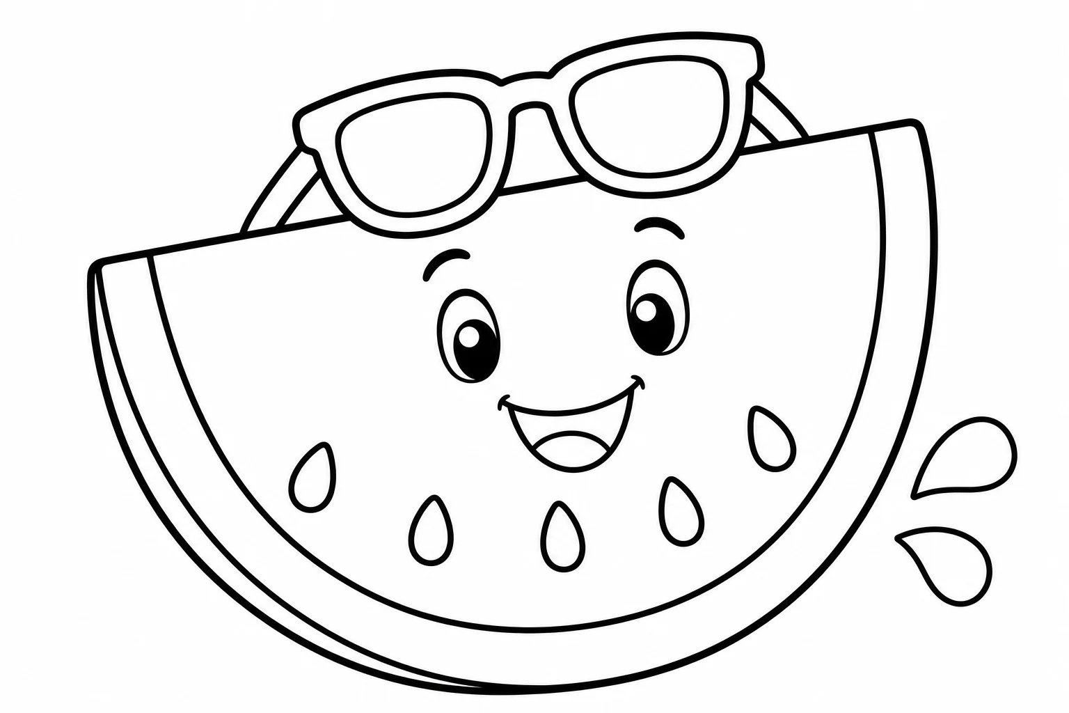Summer watermelon smile — Summer coloring page