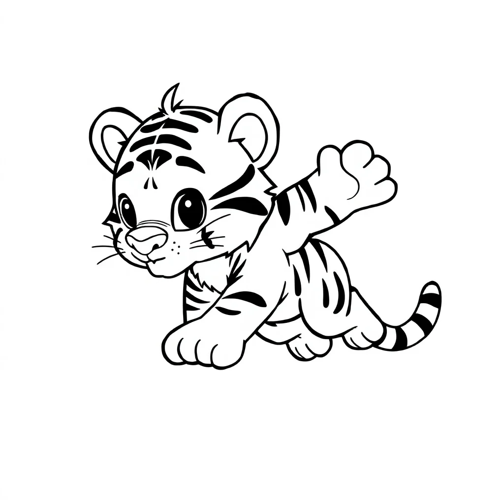 Tigers a baby tiger cub flying — easy tigers coloring page