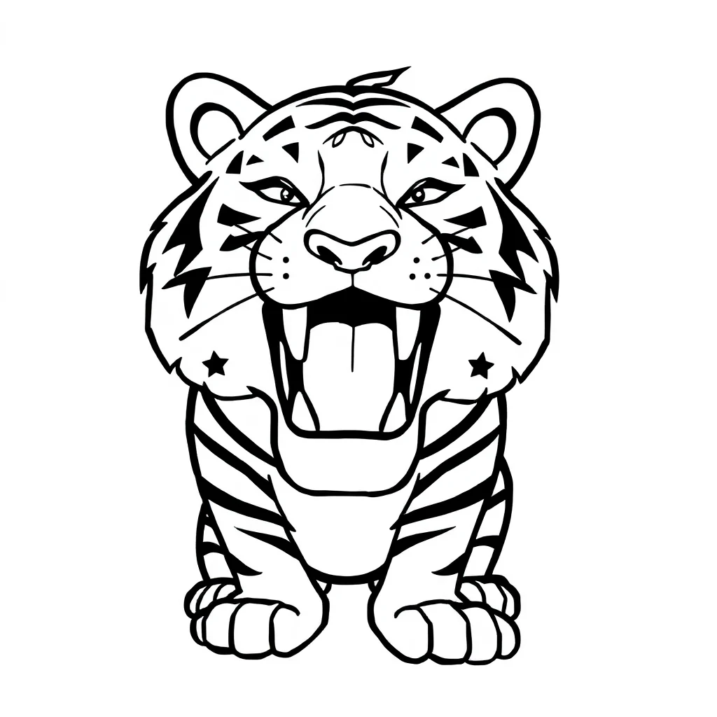 Tigers a roaring tiger — easy tigers coloring page