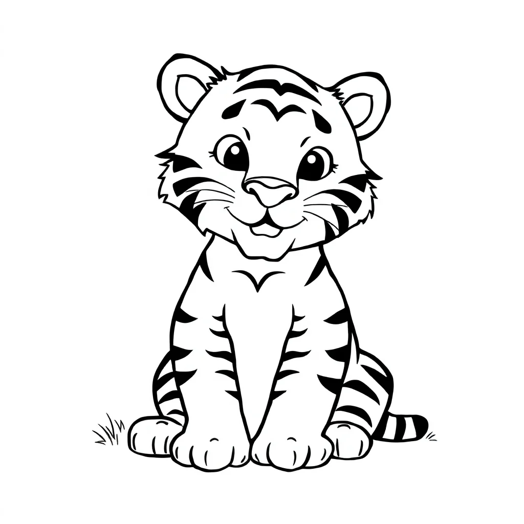 Tigers a tiger sitting — easy tigers coloring page