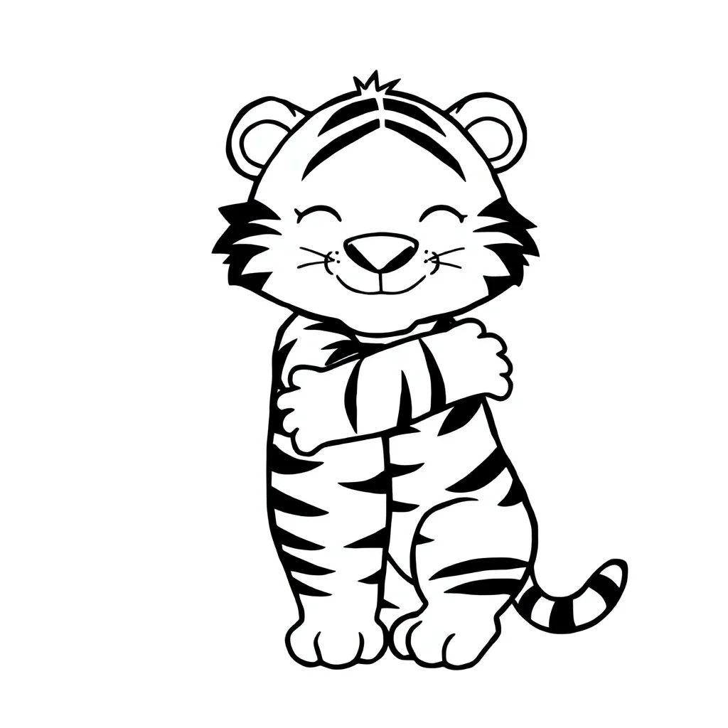 Tigers a tiger with stripes hugging a friend — easy tigers coloring page