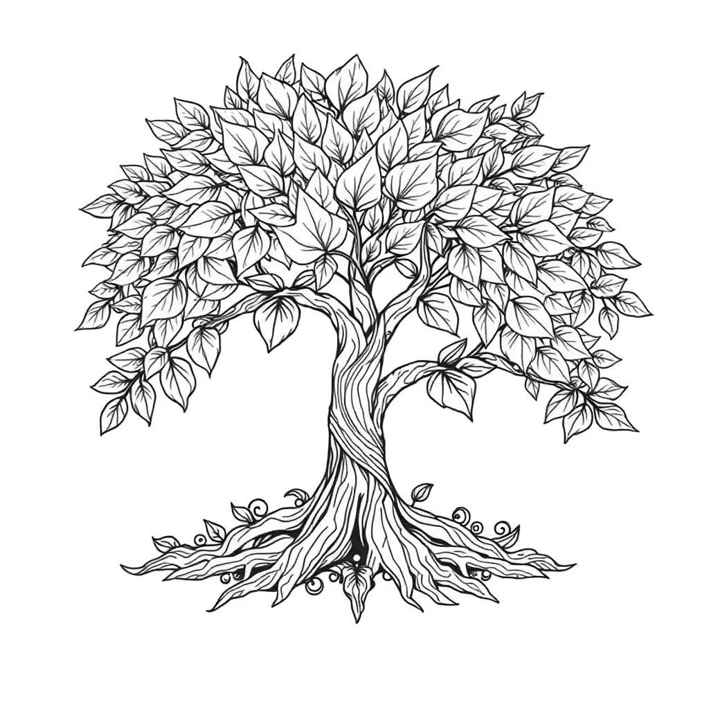 Trees a leafy tree sitting — Trees coloring page