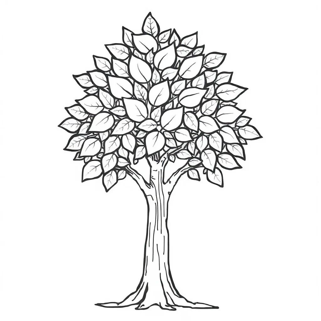 Trees a leafy tree — Trees coloring page