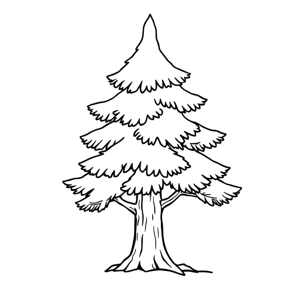 Trees a pine tree — easy trees coloring page