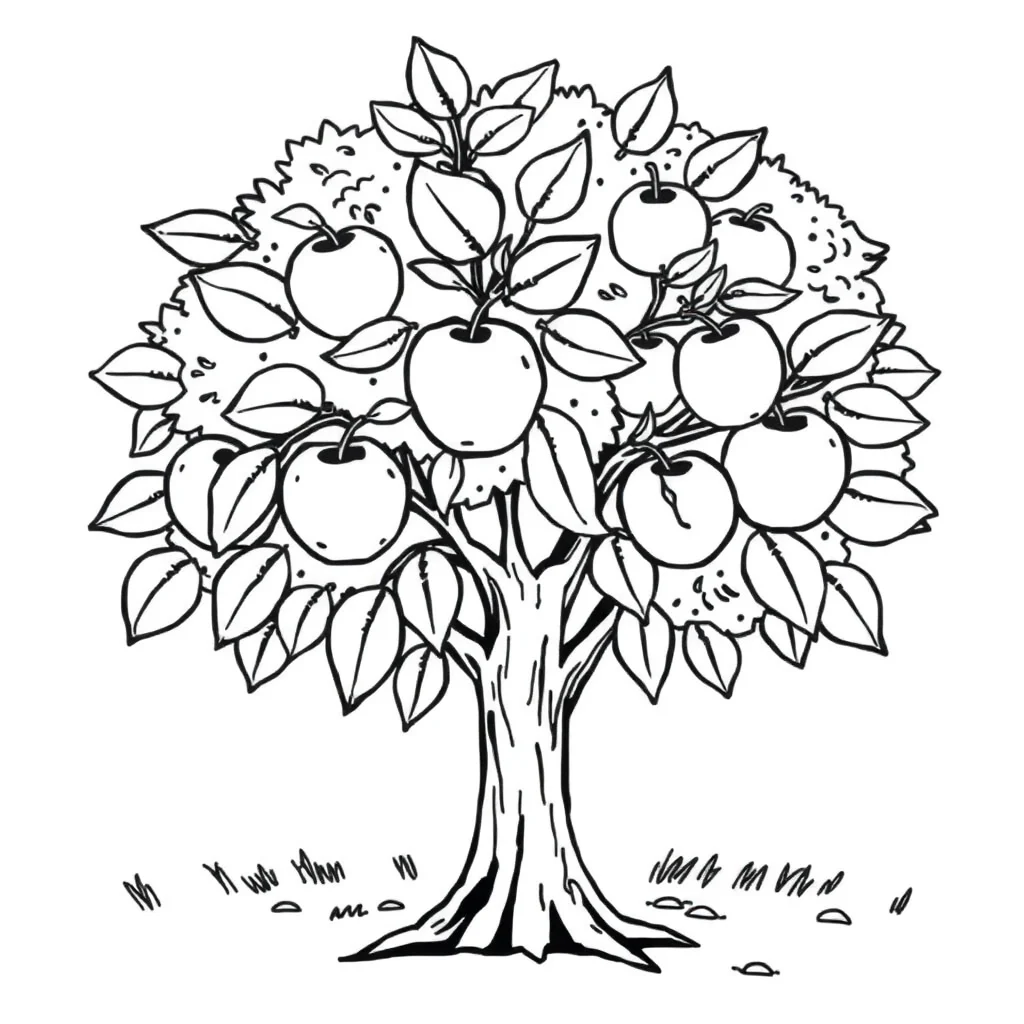 Trees an apple tree — Trees coloring page