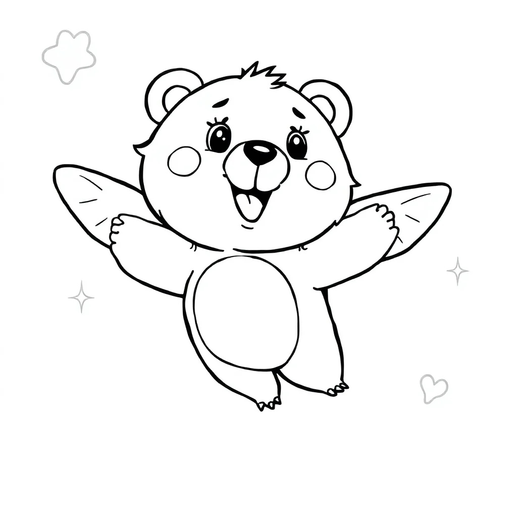 Valentines day a cute love bear flying — easy valentine's day coloring page (ages 2–5)