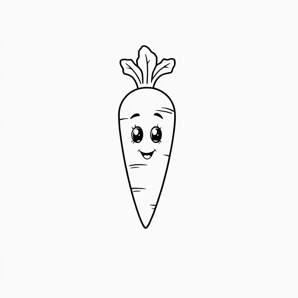 Vegetables a cute carrot — easy vegetables coloring page