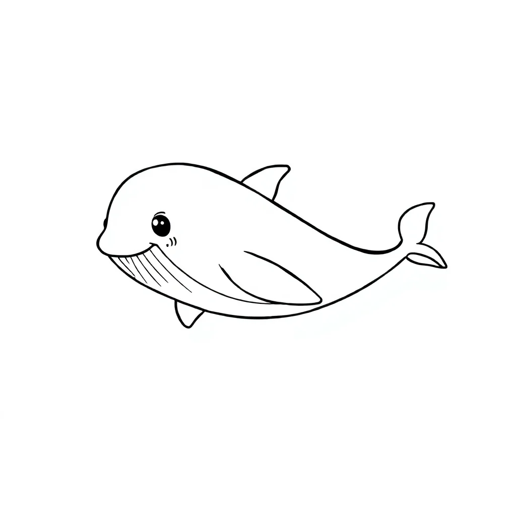 Whales a baby whale flying — easy whales coloring page (ages 2–5)