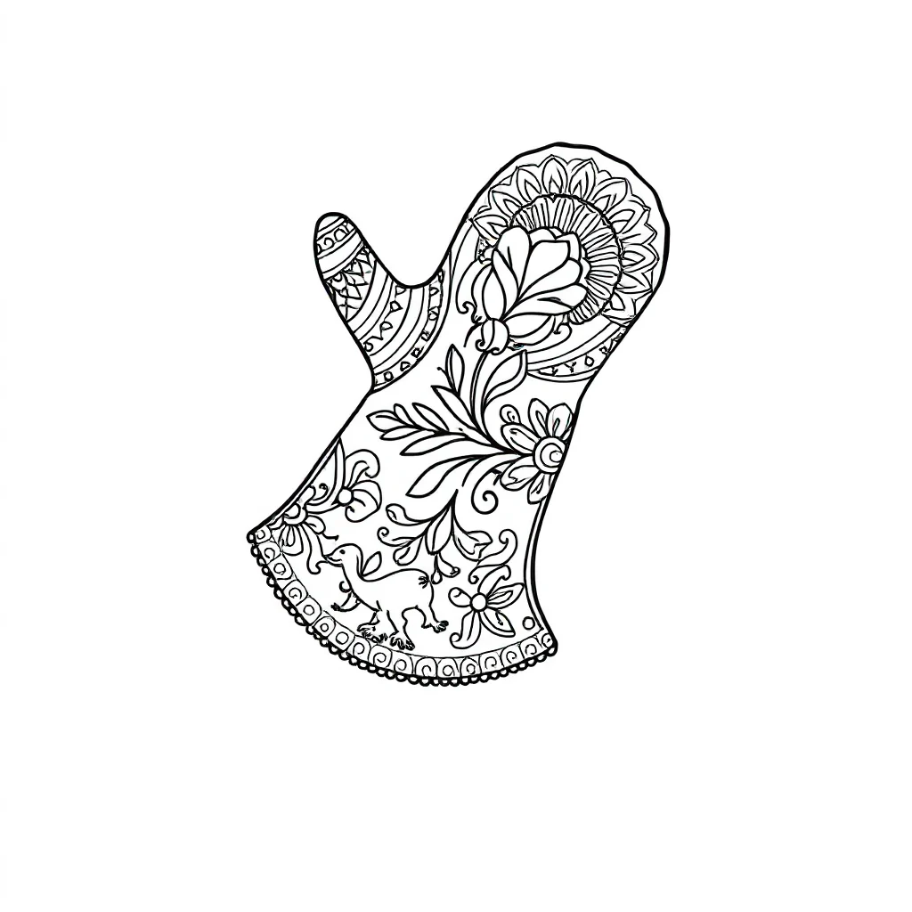 Winter a mitten dancing — Winter coloring page