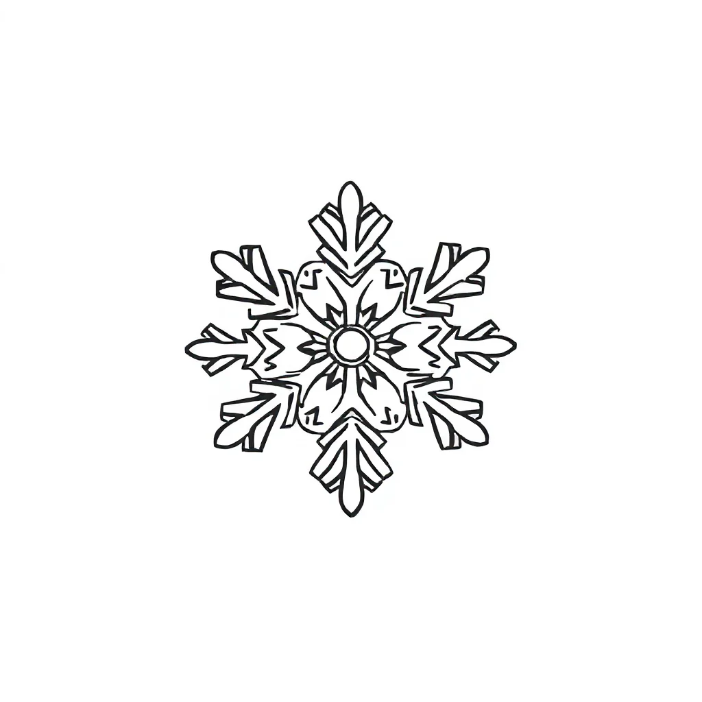 Winter a snowflake flying — easy winter coloring page