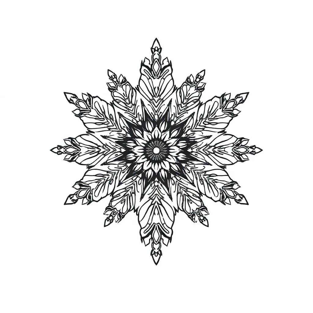 Winter a snowflake leaping mid air — detailed winter coloring page