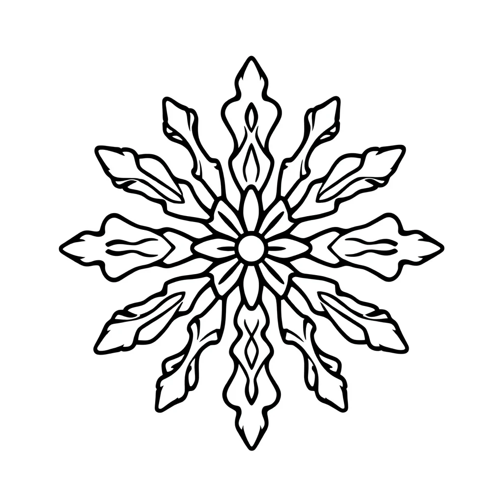 Winter a snowflake — easy winter coloring page