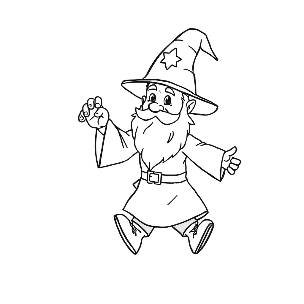 Wizards a friendly wizard running — easy wizards coloring page