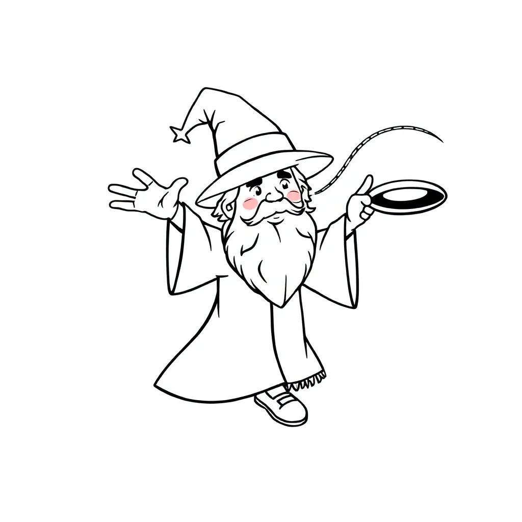 Wizards a wizard with a hat flying — easy wizards coloring page