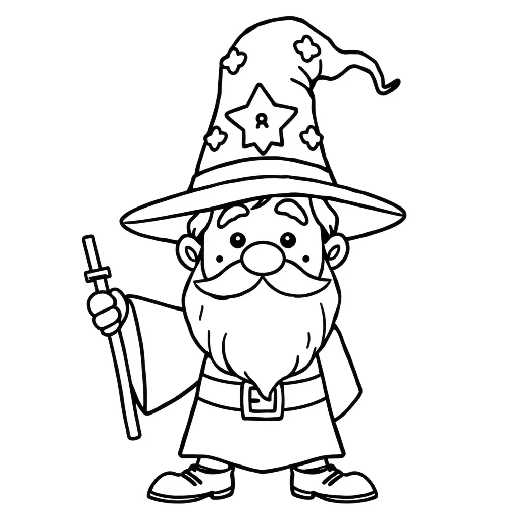 Wizards a wizard with a hat — easy wizards coloring page