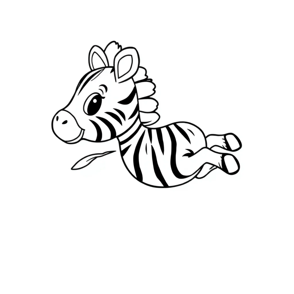 Zebras a baby zebra flying — easy zebras coloring page (ages 2–5)
