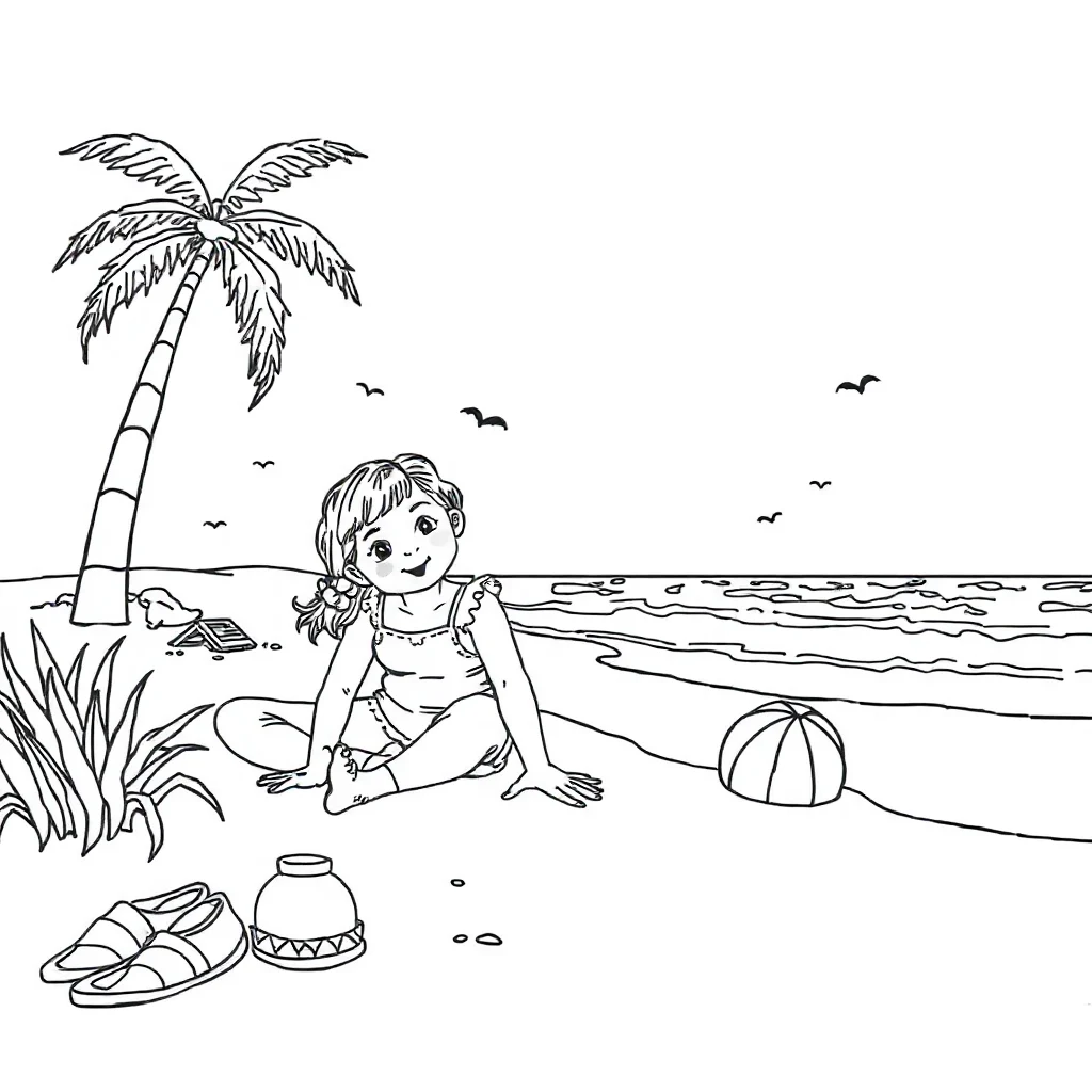 Zentangle a detailed doodle pattern on the beach — classic zentangle coloring page