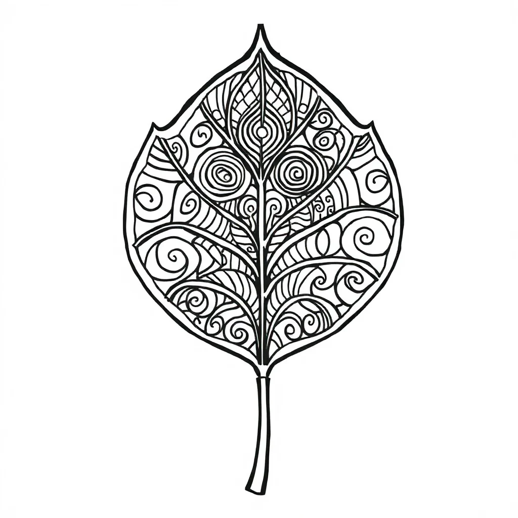 Zentangle a zentangle leaf — easy zentangle coloring page